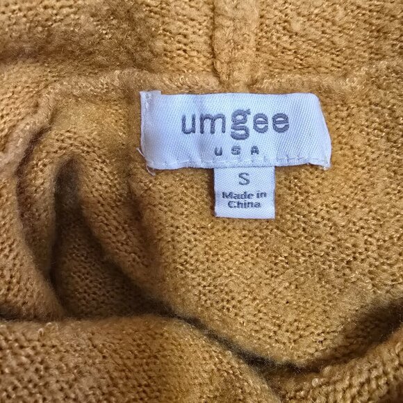 UMGEE WOMENS SWEATER COWL TUNIC NECK MUSTARD RUFFLED BOTTOM WOMENS SMALL - Picture 7 of 9